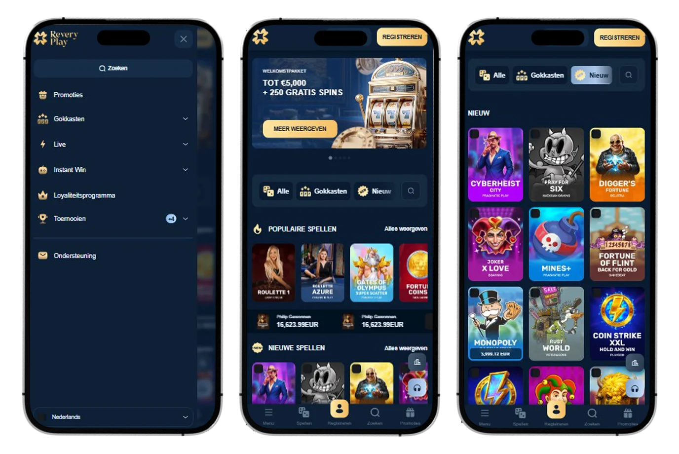 Revery Play Casino Mobiele versie en “app”
